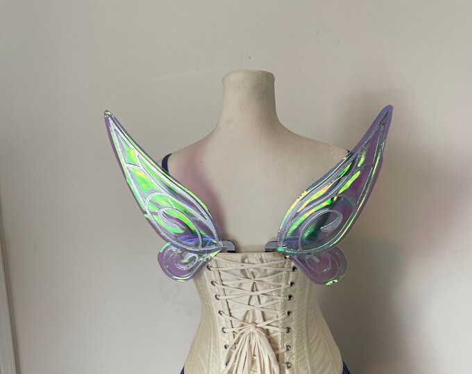 Small Fairy Wings, Child Sized Silver and Blue Iridescent Fairy Wings, Child Costume Fairy Wings, Baby Fairy Wings