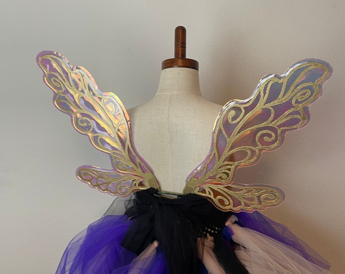 Medium Iridescent Gold and Pink Fairy Wings