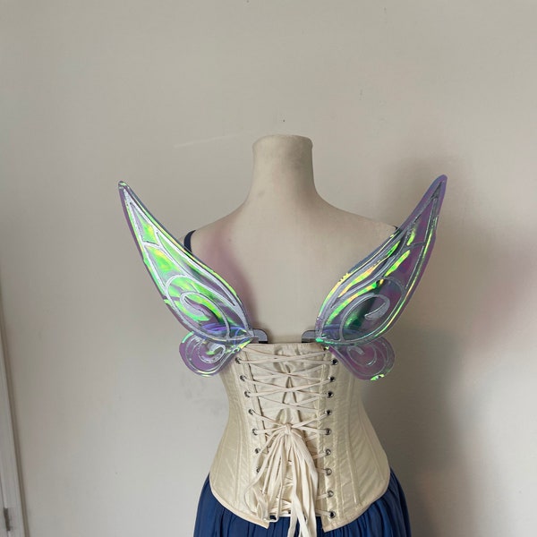 Small Fairy Wings, Child Sized Silver and Blue Iridescent Fairy Wings, Child Costume Fairy Wings, Baby Fairy Wings