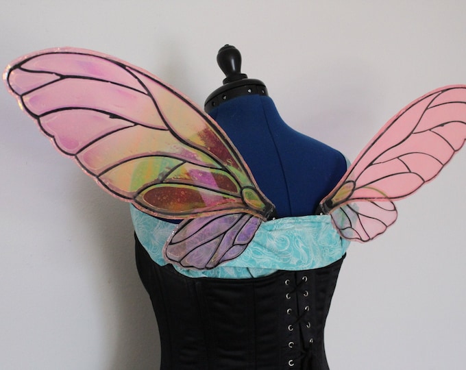 Medium Iridescent Black and Rose Gold Fairy Wings, Costume Cosplay Fairy Wings