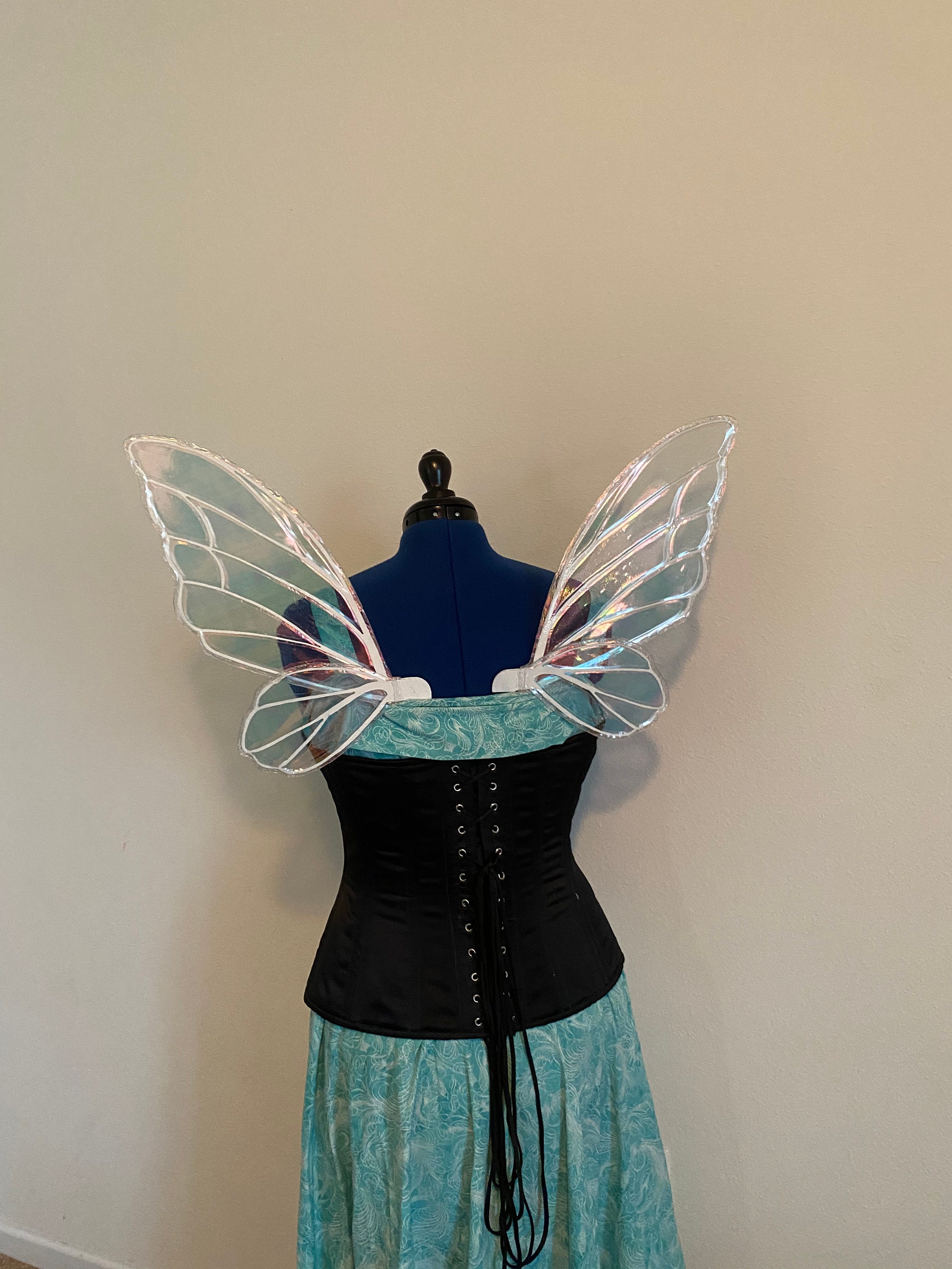Fairy Wings Halloween 2022 Medium Iridescent Fairy Wings Costume Fairy Wings White Etsy India