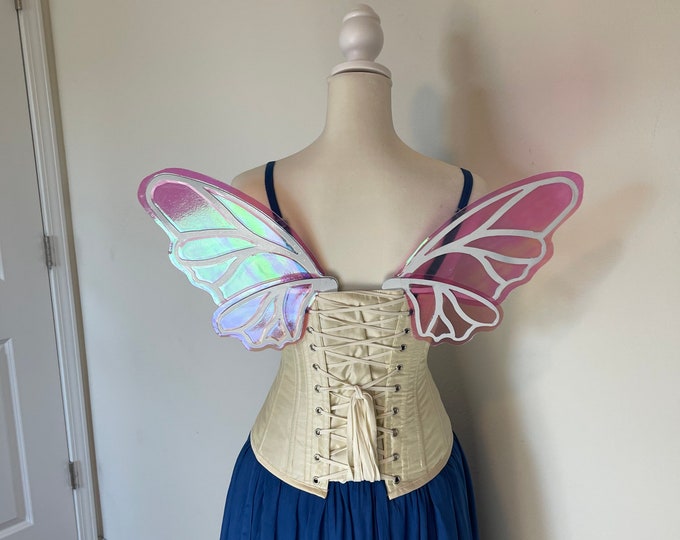 Small White and Pink Iridescent Butterfly Fairy Wings