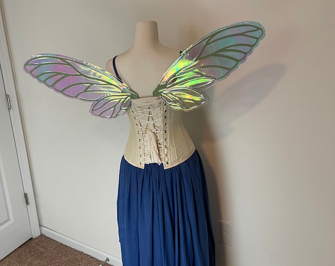 Medium Green Iridescent Fairy Wings, Green costume fairy wings