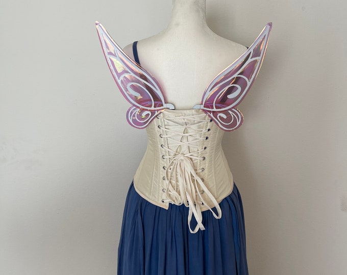Child Sized white and pink Iridescent Fairy Wings, Child Costume Fairy Wings, Baby Fairy Wings
