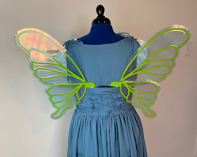 Medium Green Iridescent Fairy Wings, Costume Fairy Wings, Green Fairy Wings