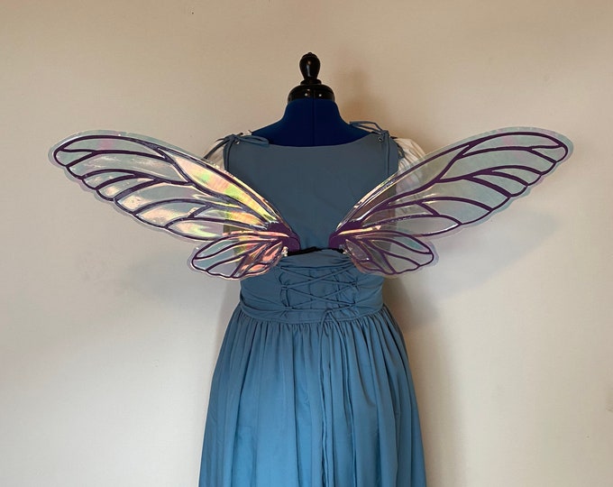 Medium Iridescent Purple Fairy Wings, Iridescent Steel Cut Fairy Wings