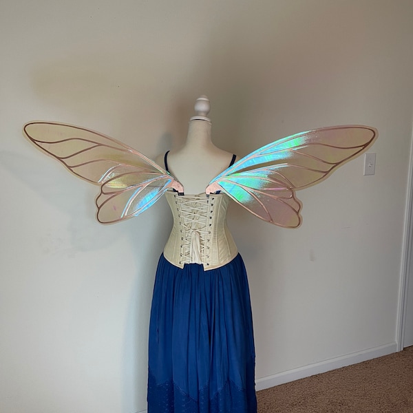 Large Rose Gold and Iridescent Gold Fairy Wings, Fairy Costume Wings, Cosplay Wings