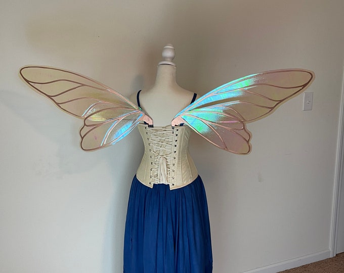 Large Rose Gold and Iridescent Gold Fairy Wings, Fairy Costume Wings, Cosplay Wings