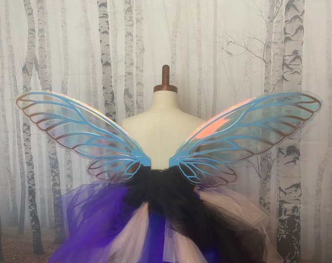 Medium Iridescent Blue and Copper Fairy Wings