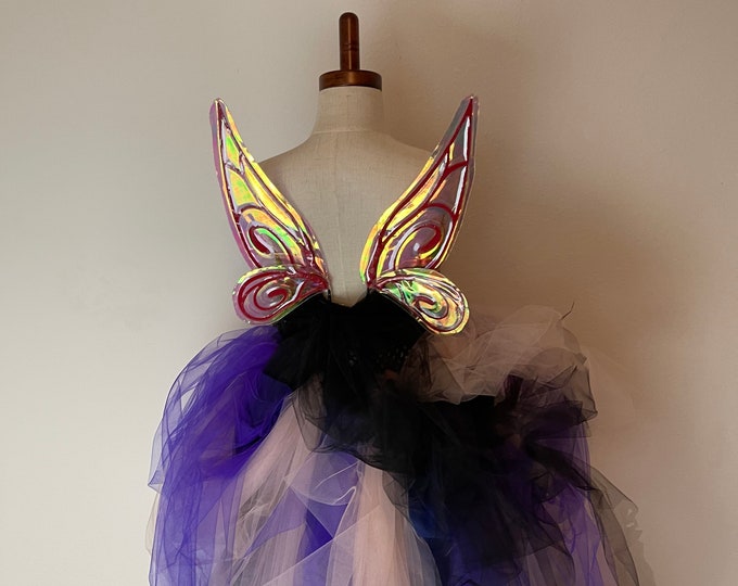 Child Sized Red and Gold Iridescent Fairy Wings, Child Costume Fairy Wings, Baby Fairy Wings