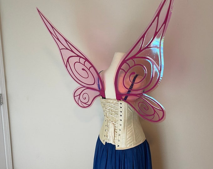 Large Pink Iridescent Fairy Wings, Steel Cut Fairy Wings