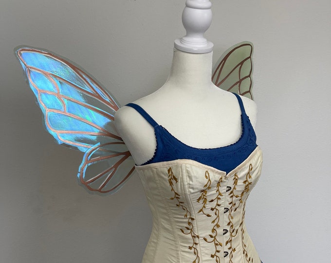 Medium Copper and Blue Iridescent Fairy Wings, Costume Fairy Wings, Gold Fairy Wings