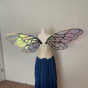 Extra Large Black and Gold Iridescent Bee Fairy Wings, Iridescent Adult Fairy Costume Wings