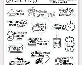 Halloween + Fall Bucketlist // Foil Icons - Planner Stickers, Gift, Goth, Holiday