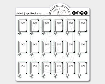 Spellbooks v2 // Foil Icons - Planner Stickers, Witch, Pagan, Journal, Grimoire
