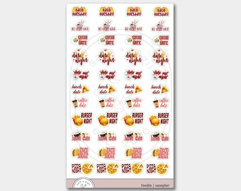 Food Date // Planner Stickers, Pizza, Burger, Sushi, Taco, Journal