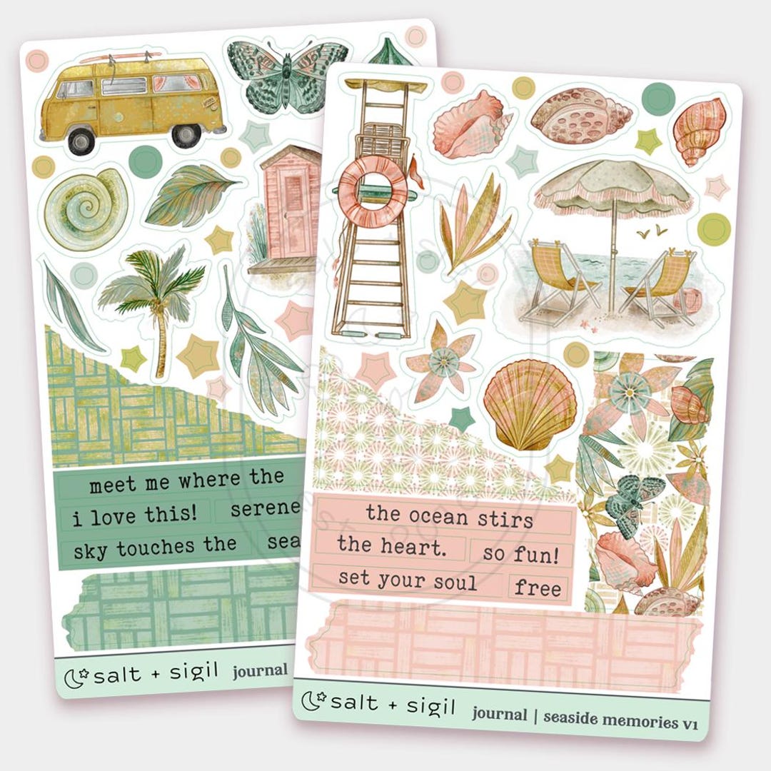 Seaside Memories // Journal Kit - Planner Stickers, Collage, Vacation ...
