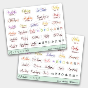 Sabbats 2025 // Stickers pour agenda | Événements célestes
