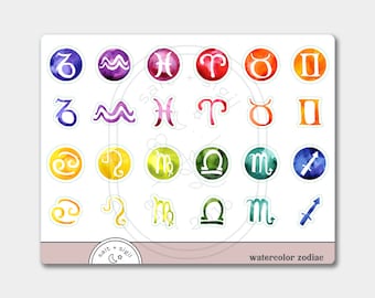 Watercolor Zodiac // Planner Stickers, Gift, Astrology