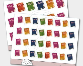 Spell Books // Planner Stickers - Journal, Grimoire, Book of Shadows, Magic