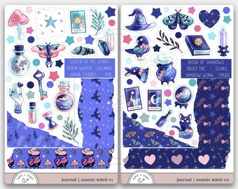 Cosmic Witch // Journal kit - Planner Stickers, Collage, Grimoire, Pagan