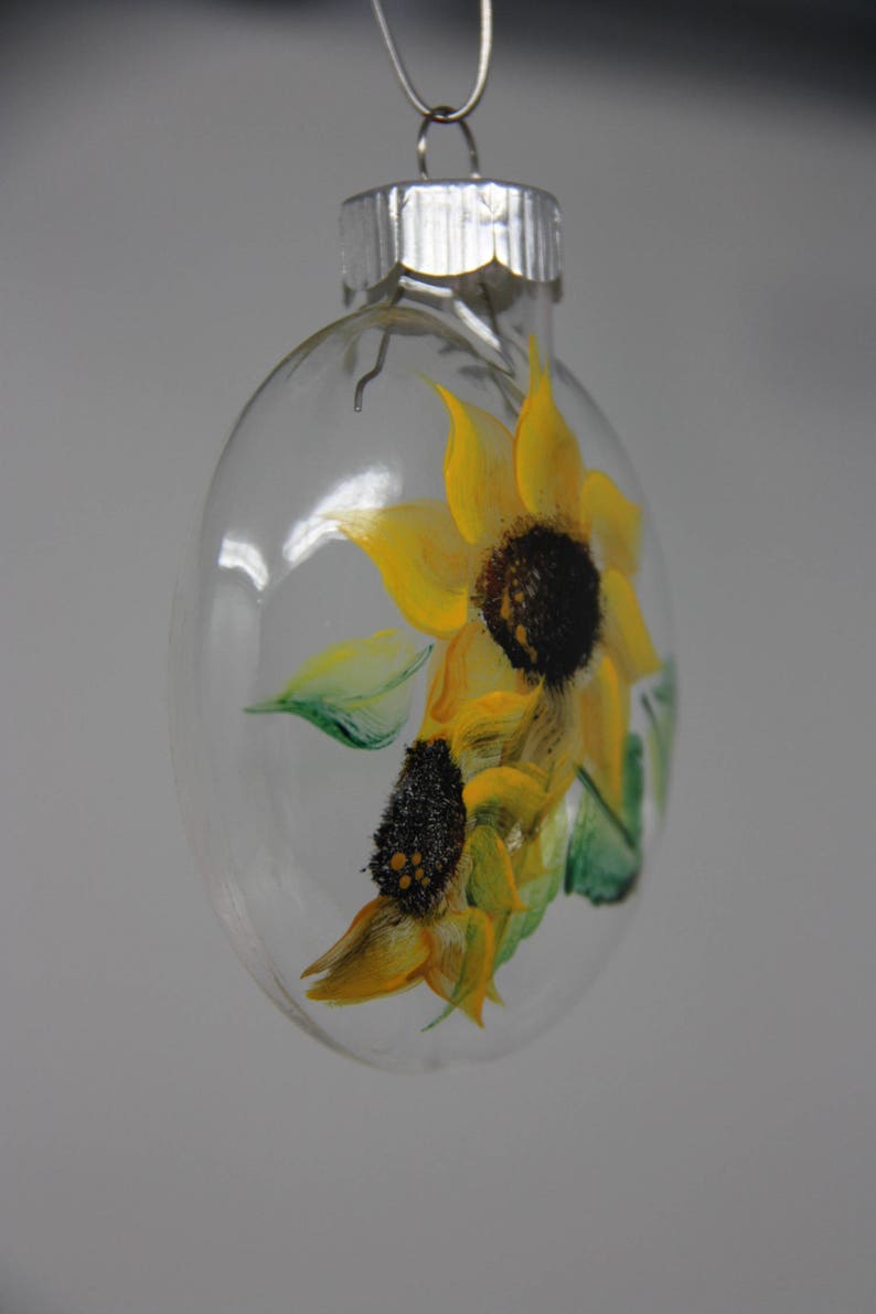 Hand painted glass Christmas ornament garden lover sunflower ornament garden party favor