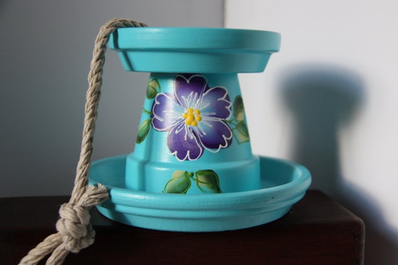 Clay Pot Bird Feeder Patio Decoration Etsy