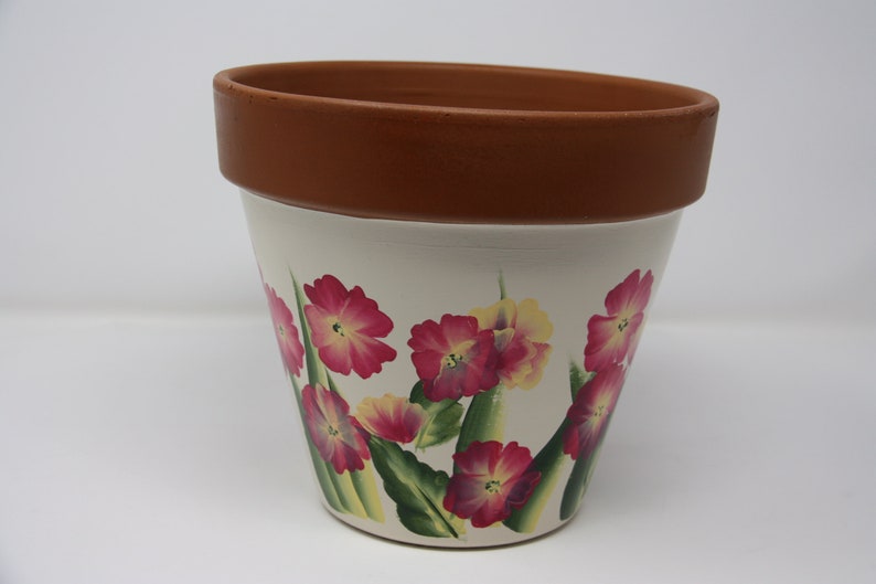 Hand painted large 8 inch clay Flower Pot yard garden