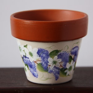 Mini Hand painted Flower Pots, succulent pot, flower pot party favors wisteria