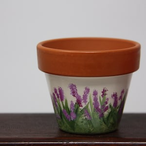 Mini Hand painted Flower Pots, succulent pot, flower pot party favors, Irish Heather