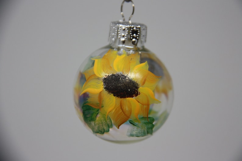 floral ornament garden lover gift garden party favor Hand painted mini glass Christmas ornament