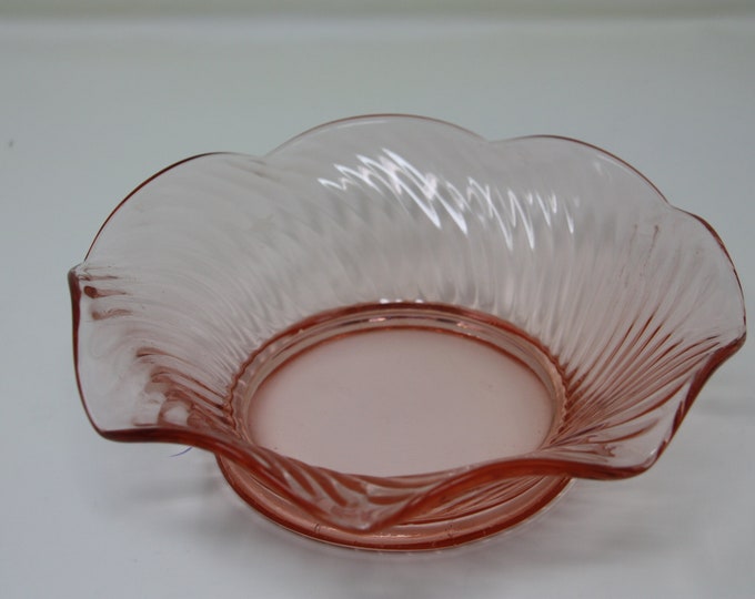 Pink Depression Glass Fluted Candy Dish Bowl Etsy