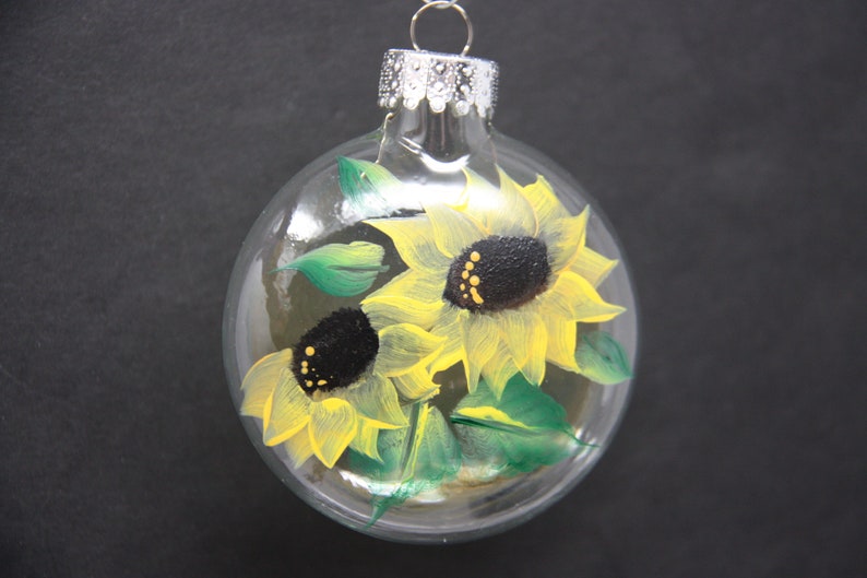 Hand painted glass Christmas ornament garden lover sunflower ornament garden party favor