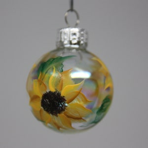 Hand painted mini glass Christmas ornament, floral ornament, garden lover gift, garden party favor