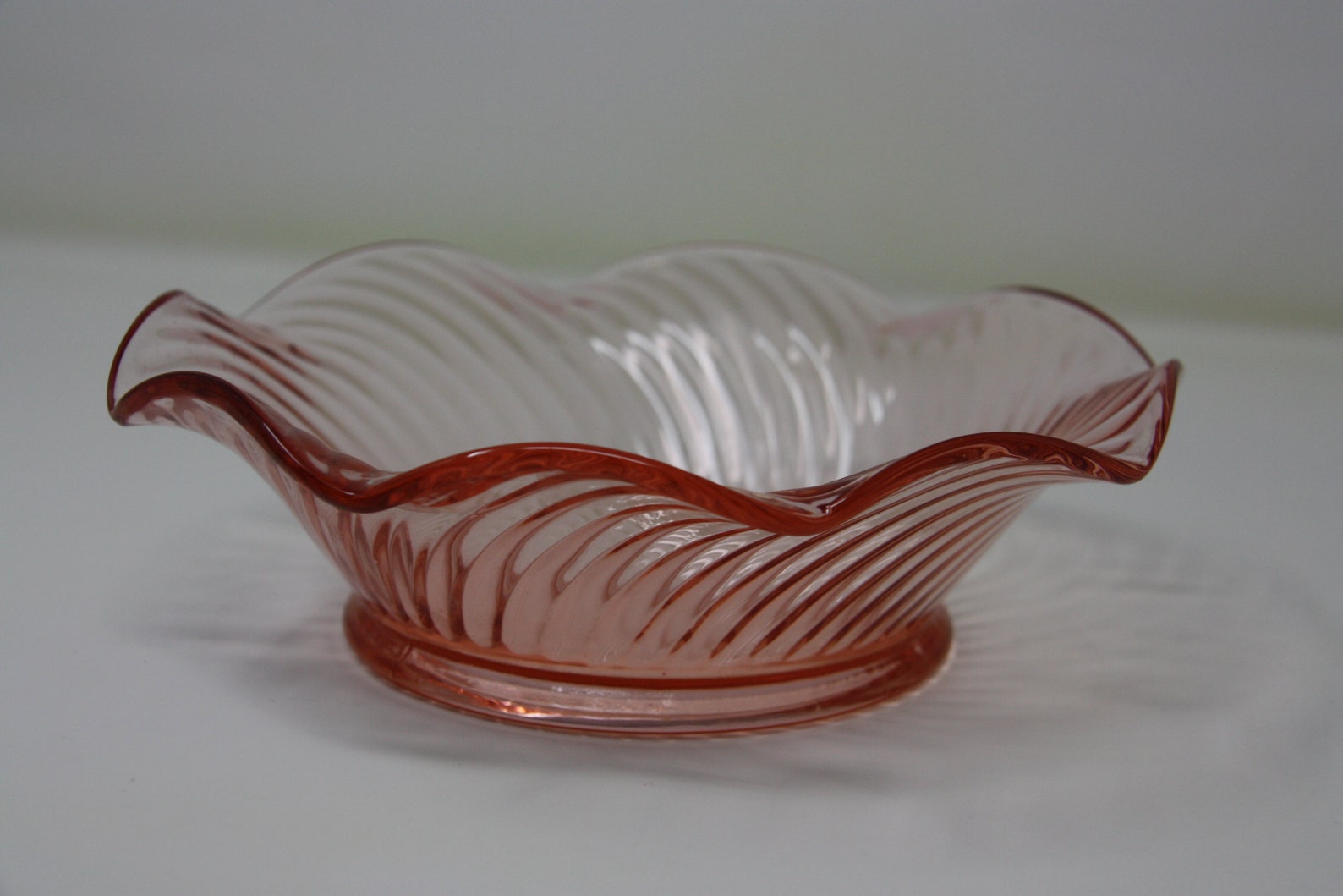 Pink Depression Glass Fluted Candy Dish Bowl Etsy