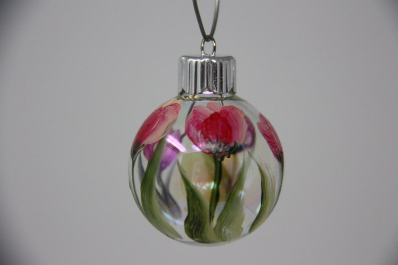 Hand painted mini glass Christmas ornament floral ornament garden lover gift garden party favor