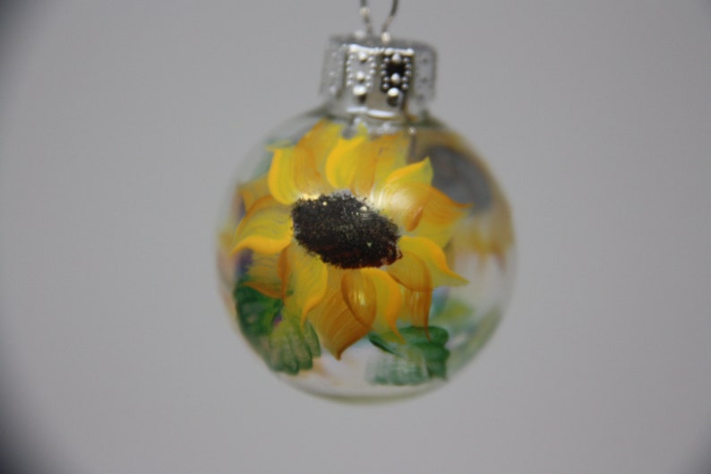floral ornament garden lover gift garden party favor Hand painted mini glass Christmas ornament