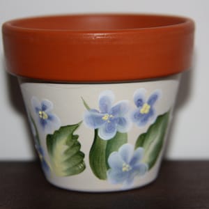 Mini Hand painted Flower Pots, succulent pot, flower pot party favors forget me not