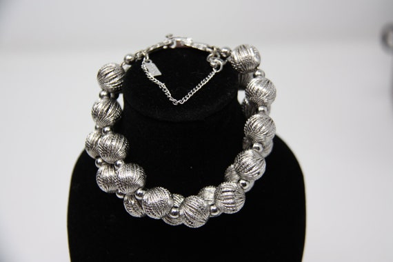 Costume jewelry silver bead Monet bracelet - image 1