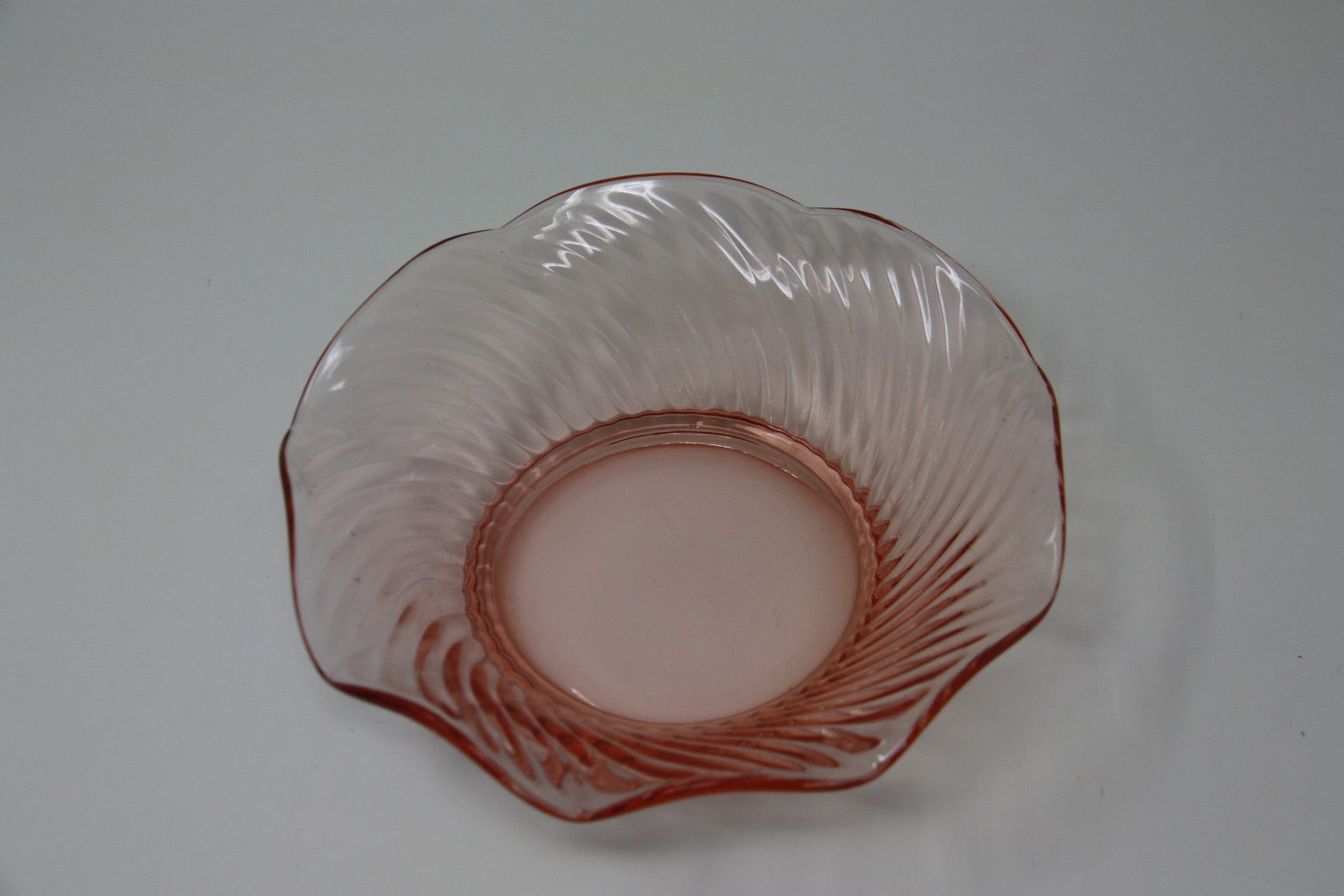 Pink Depression Glass Fluted Candy Dish Bowl Etsy