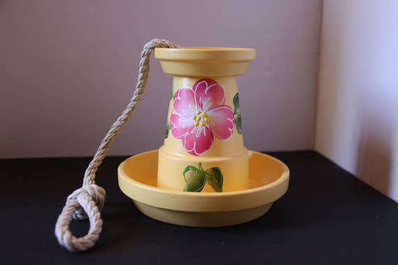 Clay Pot Bird Feeder Patio Decoration Etsy