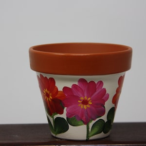 6&quot; Hand painted Flower Pots, succulent pot, terra cotta flower pot  zinnia