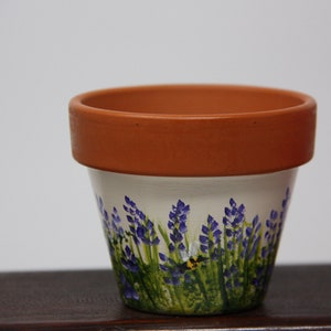 Mini Hand painted Flower Pots, succulent pot, flower pot party favors, English Lavender