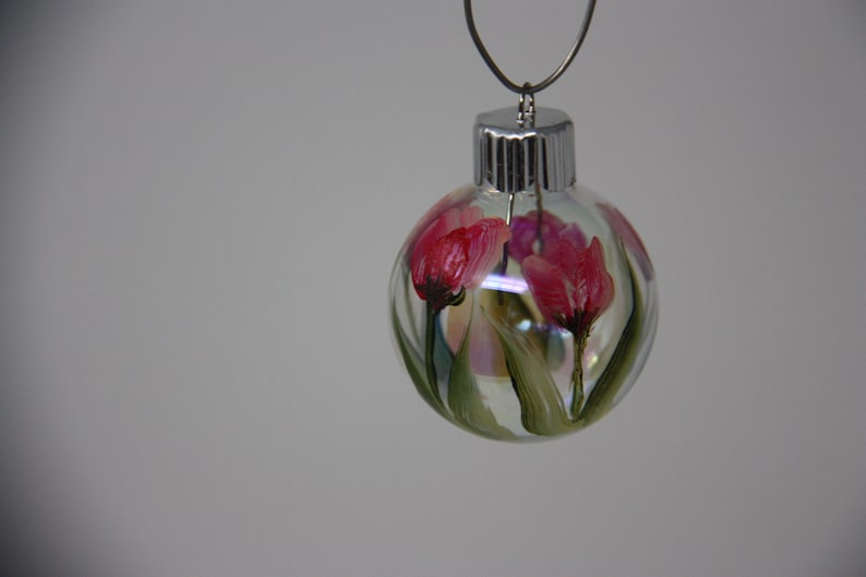 Hand painted mini glass Christmas ornament floral ornament garden lover gift garden party favor