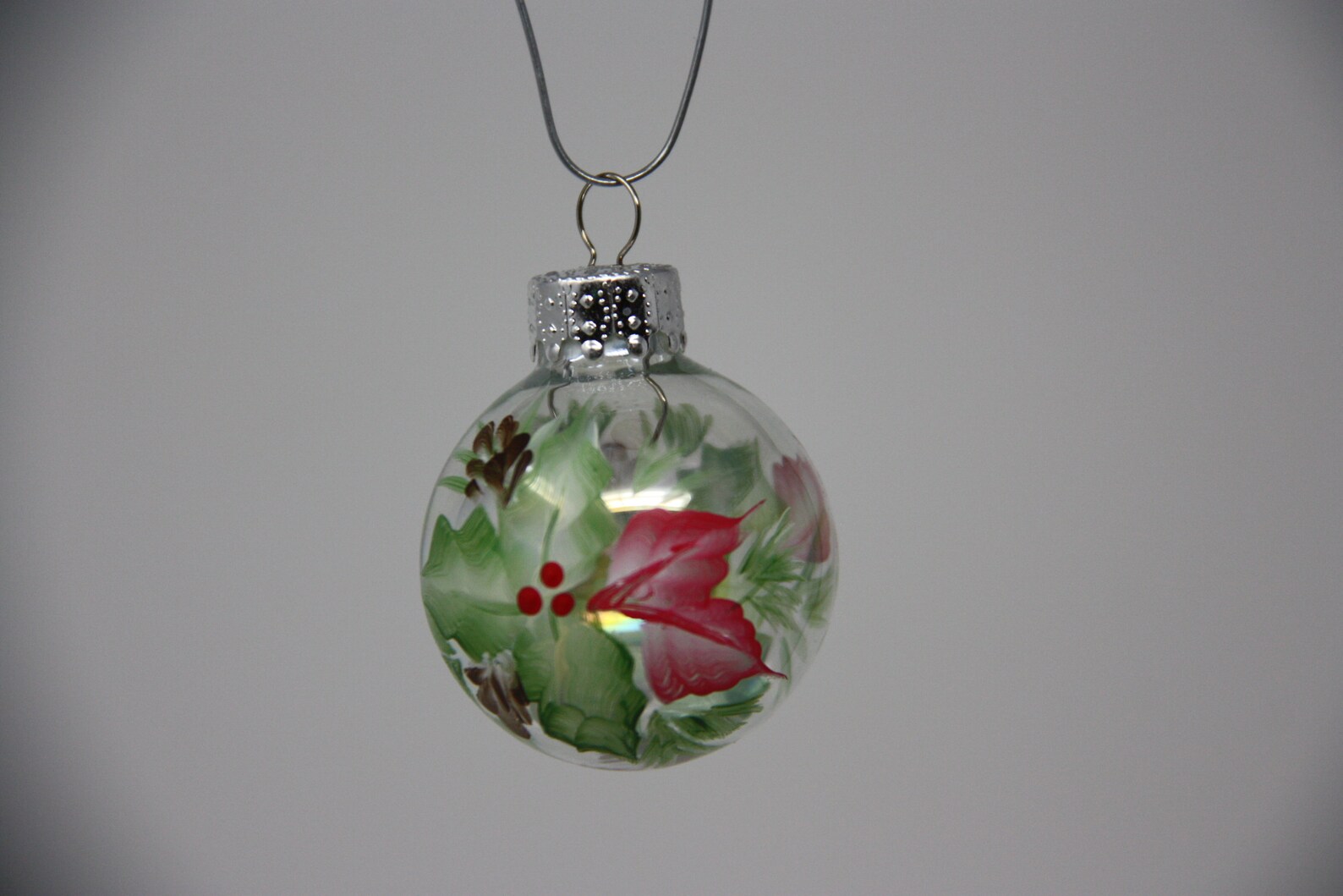 Hand painted mini glass Christmas ornament holly ivy ornament Etsy