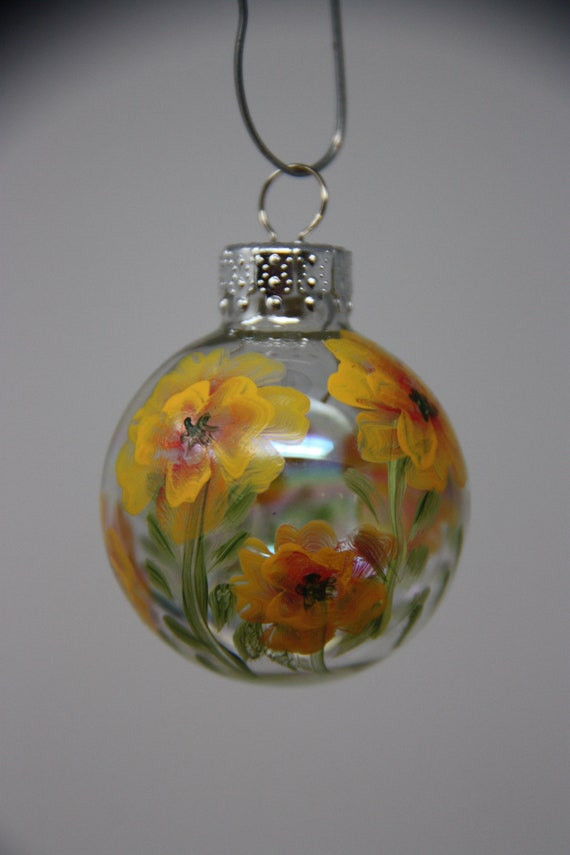 Hand Painted Mini Glass Christmas Ornament Floral Ornament Etsy