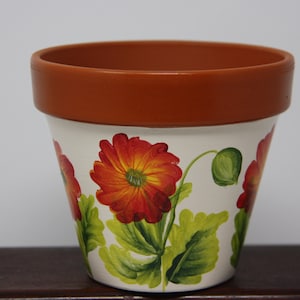 Mini Hand painted Flower Pots, succulent pot, flower pot party favors red poppy