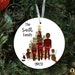 Personalized family Christmas ornament, kids, baby, with pets, plaid pajamas, with dog, round, family ornament with name, custom ornaments