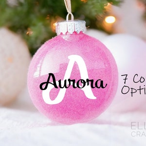 Custom Christmas Family Ornaments, Ball Christmas Ornament, Personalized Ornament, Monogrammed, Initial Ornaments, glitter ornament, family