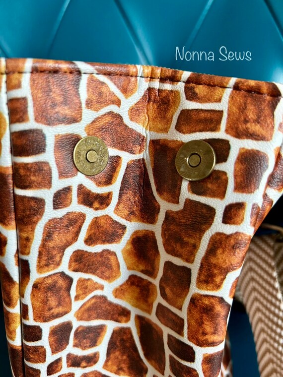 Handcrafted Giraffe Printed Faux and Brown Distressed Real  display picture 2